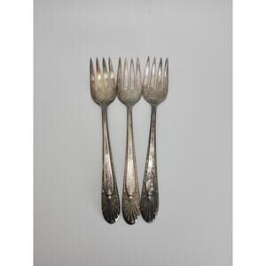 Radiance 1939 Crown Silverplate Salad Forks 6" International Silver Lot of 3 VTG
